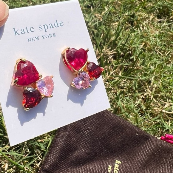 NWOT Kate Ks Spade My Love Cluster Heart Stud Earrings Cubiz Zirconia pa… - Picture 8 of 11